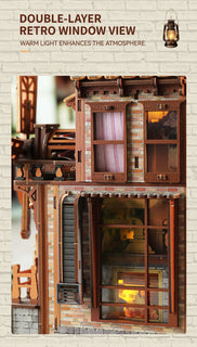 Double-layer retro window with warm light