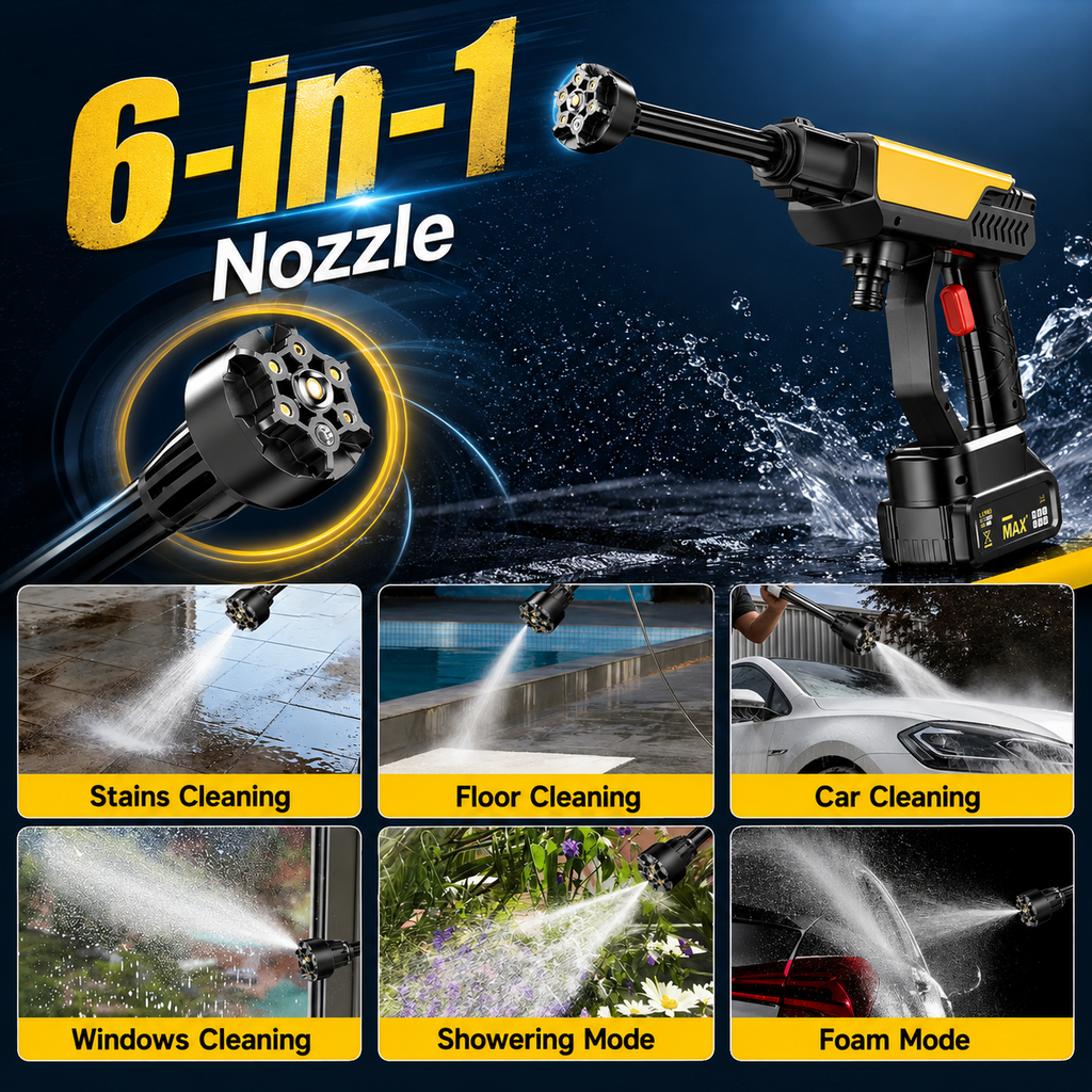 HydroDash – Cordless Pressure Washer Kit with 6-in-1 Nozzle