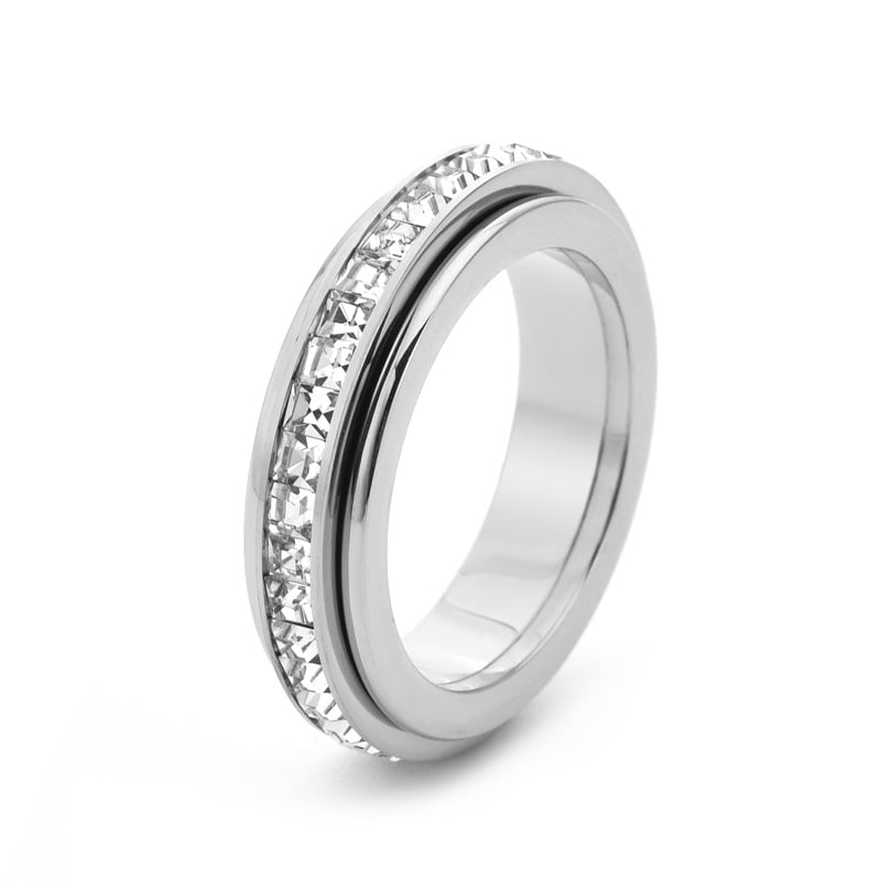 SpinCalm Ring – Rotating Crystal Ring for Anxiety Relief, Vows & Luck, Waterproof & Fade-Resistant