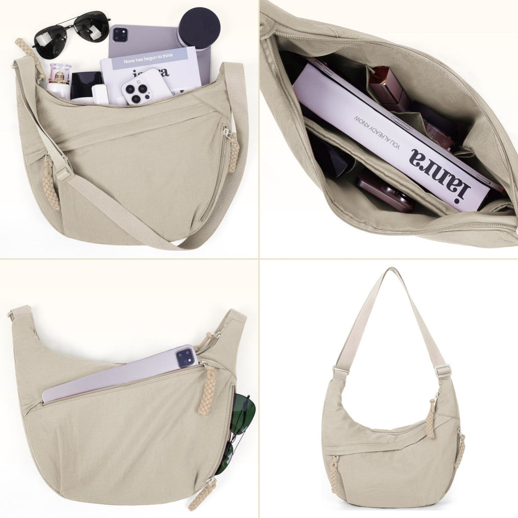 CrescentCarry – 🏆👜 Women's Plain-Color Nylon Crossbody Hobo Bag