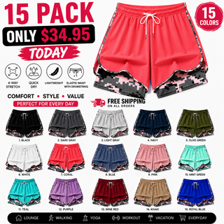 MoveEase – Women’s Double-Layer Athletic Shorts with Pockets