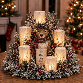 🌲YuleGlow – Christmas Lighted Centerpiece with Flameless Candle Glow
