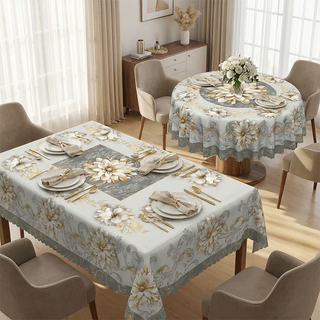 FloraGuard – Waterproof Embossed Floral Tablecloth