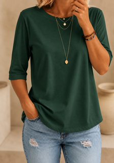 CalveraComfort – Women's Essential Round-Neck Cotton Tee
