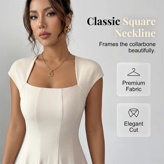 GraceLine – Women’s Square-Neck A-Line Midi Dress