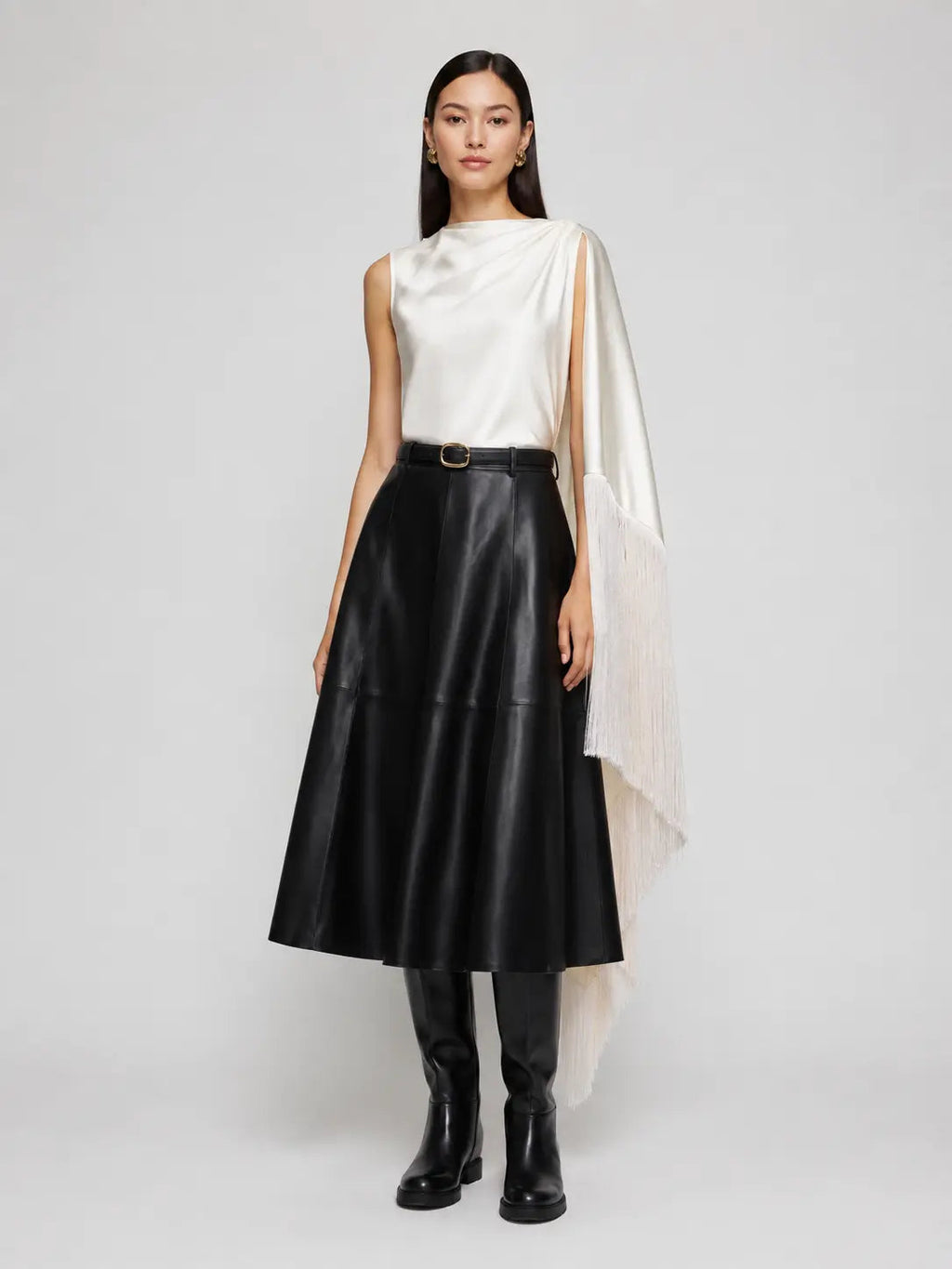 FringeFlow – Asymmetric Fringe Drape Top