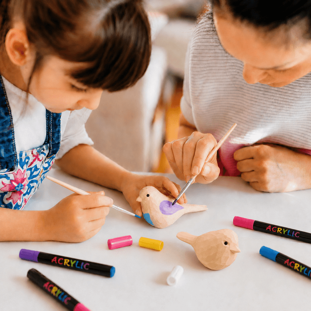 DoodleBirdie – Hand-Carved Wooden Bird & Marker Craft Kit 🦜