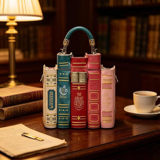 ShelfTote – Vintage Stacked Books Crossbody & Top Handle Handbag