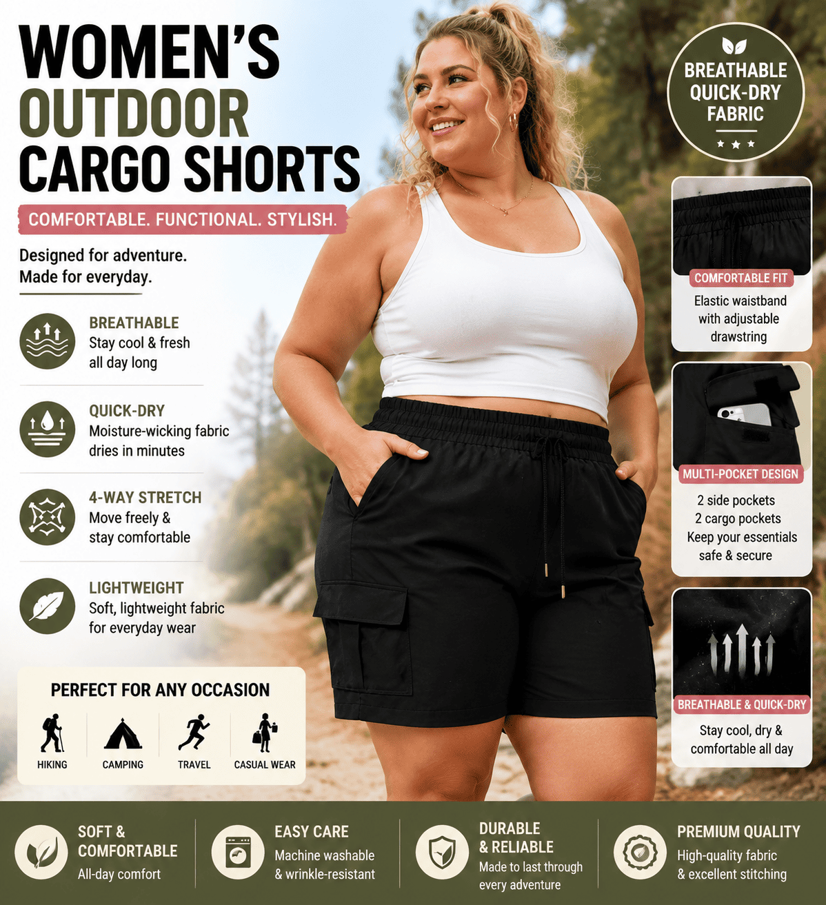 CargoEase – 🔥 🔥 Women’s Outdoor Cargo Shorts