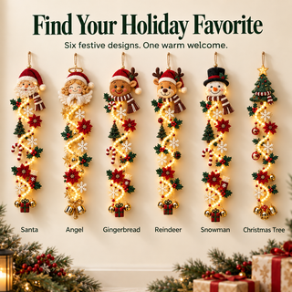 YuleGlow – 🎄 Glowing Christmas Door Hanger with 6 Festive Lighted Designs & Space-Saving Vertical Décor ✨