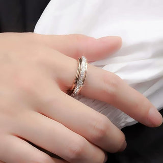 SpinCalm Ring – Rotating Crystal Ring for Anxiety Relief, Vows & Luck, Waterproof & Fade-Resistant