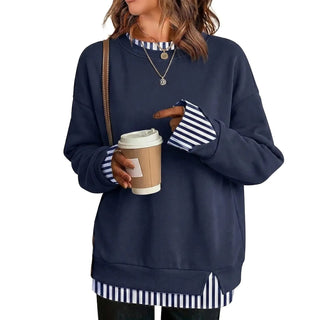 LayerEase – Women’s Oversized Faux Two-Piece Sweatshirt