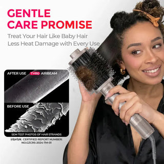 AirBeam Champagne – TYMO 3-in-1 Hot Air Dryer Brush for One-Step Drying & Styling