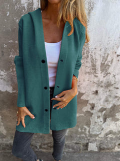 HoodHaven Jacket – Casual Single-Breasted Hooded Coat