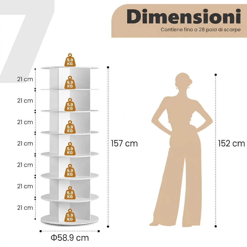 ShoeSpin – 360° Rotating Shoe Storage Tower
