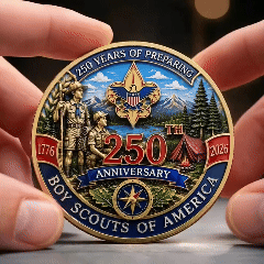 🎖️ ScoutLegacy – BSA 250th Anniversary Commemorative Challenge Coin⚜️