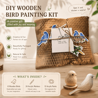 DoodleBirdie – Hand-Carved Wooden Bird & Marker Craft Kit 🦜