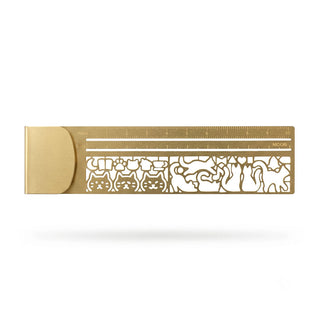 PurrMark – Hollow Cat Brass Bookmark & 15cm Ruler