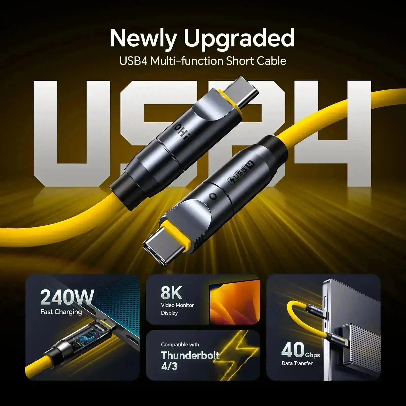 CableForge – Modular 240W USB4 Charging Cable Set with 40Gbps & 8K Display