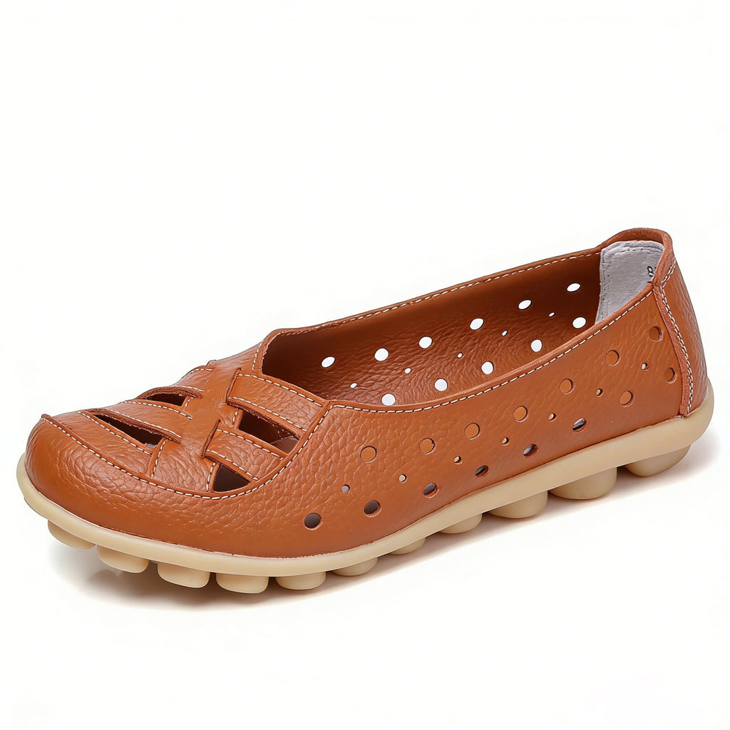 StrideEase – Women’s Leather Breathable Support Flat Shoes