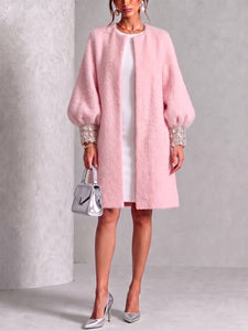 GlimmerCuff – 🤲⏰ Cozy Fuzzy Open-Front Coat with Shiny Cuffs