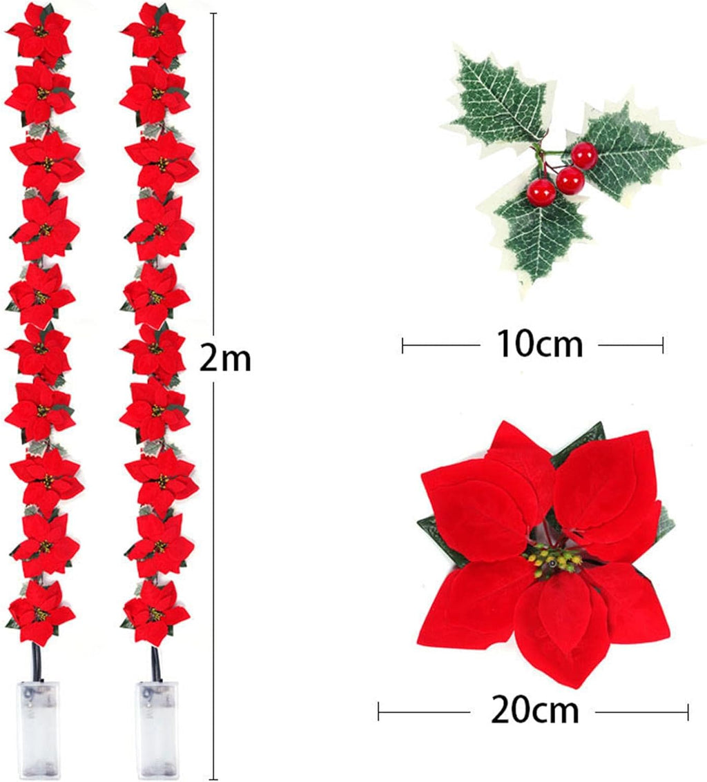 PoinsettiaGlow – 🎁 LED Poinsettia Christmas Garland Lights for Holiday Decor