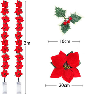 PoinsettiaGlow – 🎁 LED Poinsettia Christmas Garland Lights for Holiday Decor