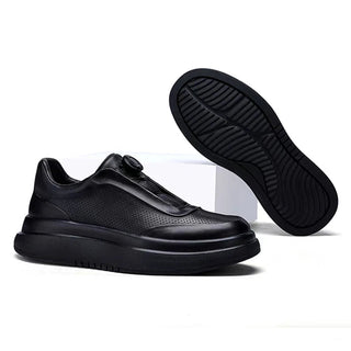DialStride – Genuine Leather Round-Toe Casual Sneakers