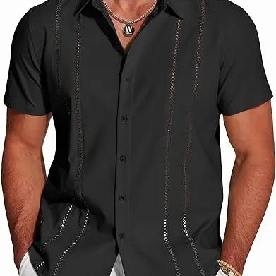 GuayaBreeze – Men's Cuban Guayabera Linen-Blend Short Sleeve Button-Down Shirt