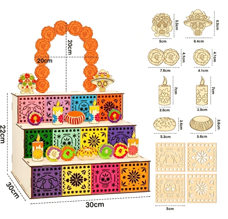 MemoryOfrenda – ✨ 🎃🏵️ Day of the Dead Wooden Altar Display Set 💕