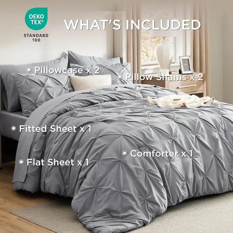 ☁️ CloudPleat – All-Season Pintuck Comforter Set
