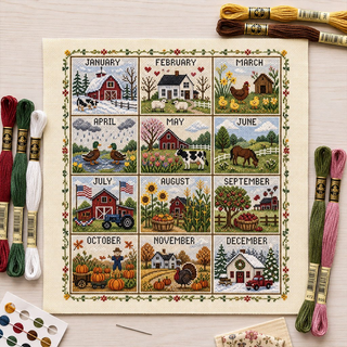 🧵 SeasonStitch – 12-Month Seasonal Cross-Stitch Kit 🌿