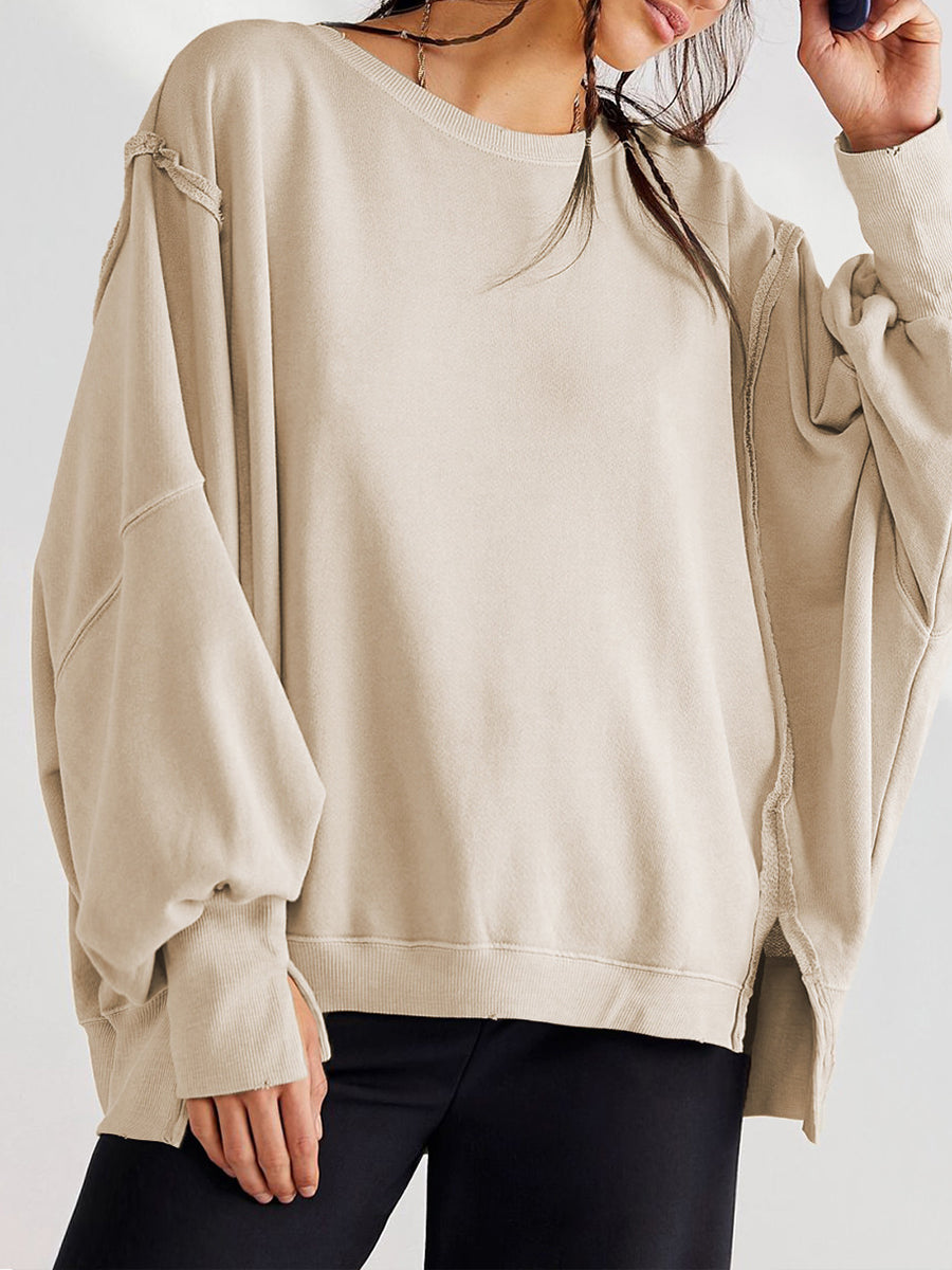SeamEase – 🤲 ⏰ Oversized Cotton Crew-Neck Sweatshirt