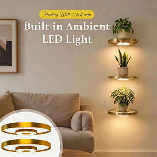 LumaShelf – Floating Gold Plant Shelf with Ambient LED Light