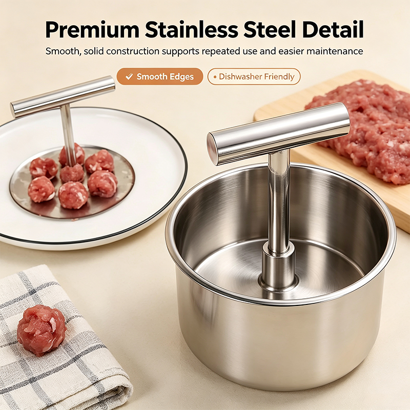 MeatBallPro – Stainless Steel Meatball Maker with 6 Holes for Meatballs, Fish Balls, Veggie Balls and Ice Cream🥩