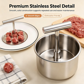MeatBallPro – Stainless Steel Meatball Maker with 6 Holes for Meatballs, Fish Balls, Veggie Balls and Ice Cream🥩