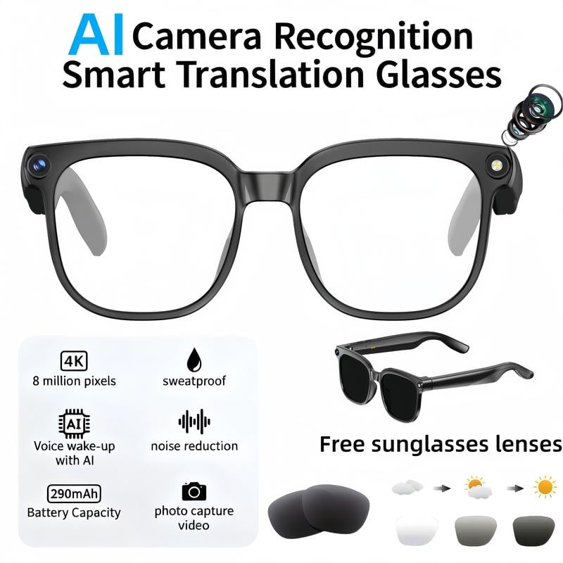 LinguaLens – Smart AI Camera & Real-Time Translation Bluetooth Glasses