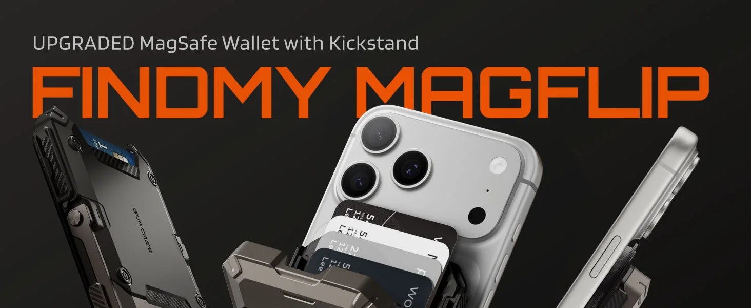 TrackFlip – Trackable Magnetic Wallet with Stand