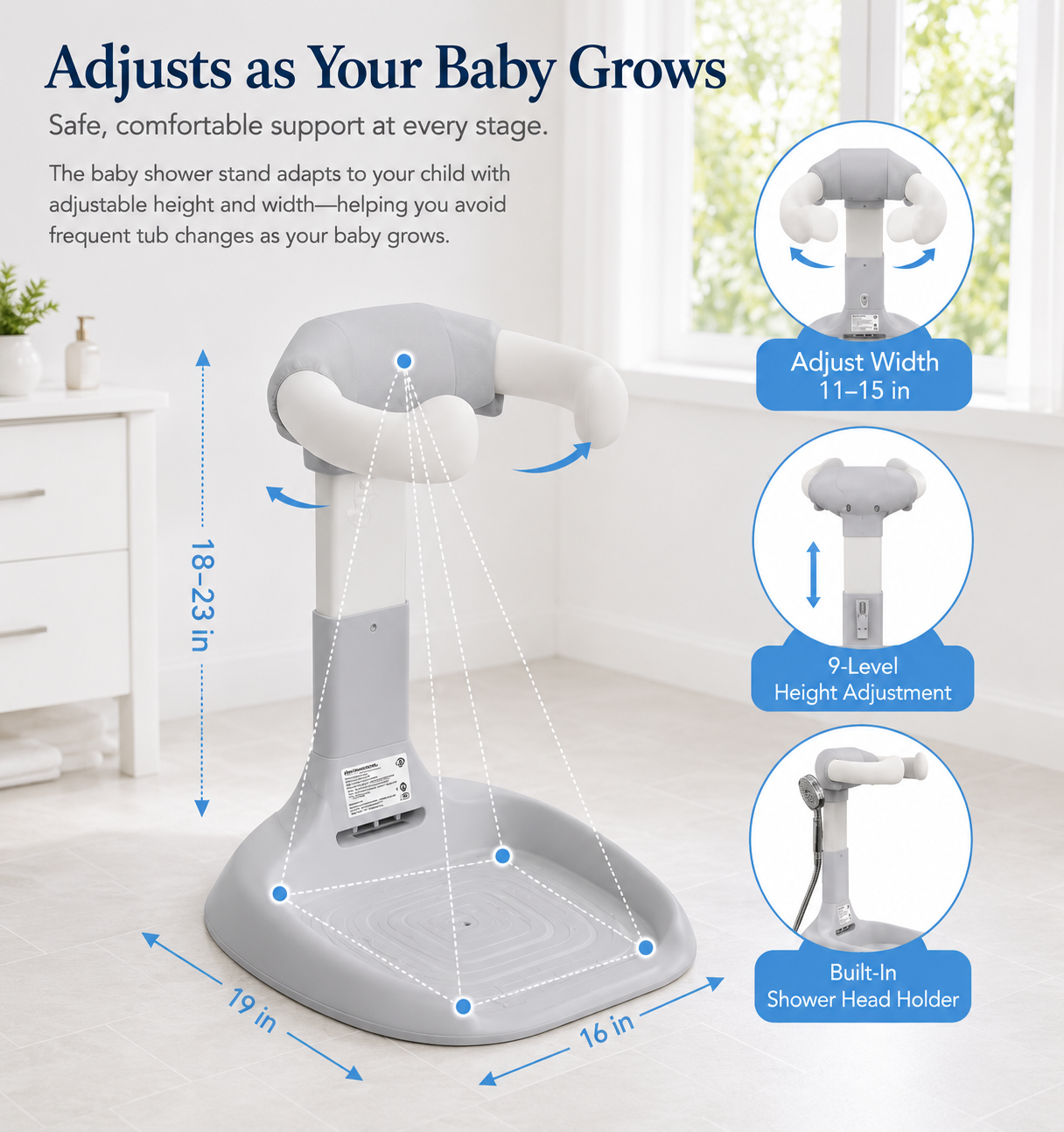 SplashSteady – Adjustable Baby Standing Bath Support Stand