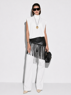 CascadeCinch – Inara Black Fringe Corset-Style Waist Belt