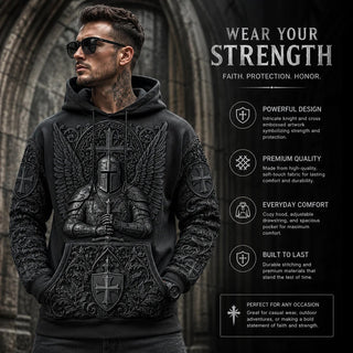 TemplarSpirit – Men’s Vintage Knights Templar Faith-Print Hoodie