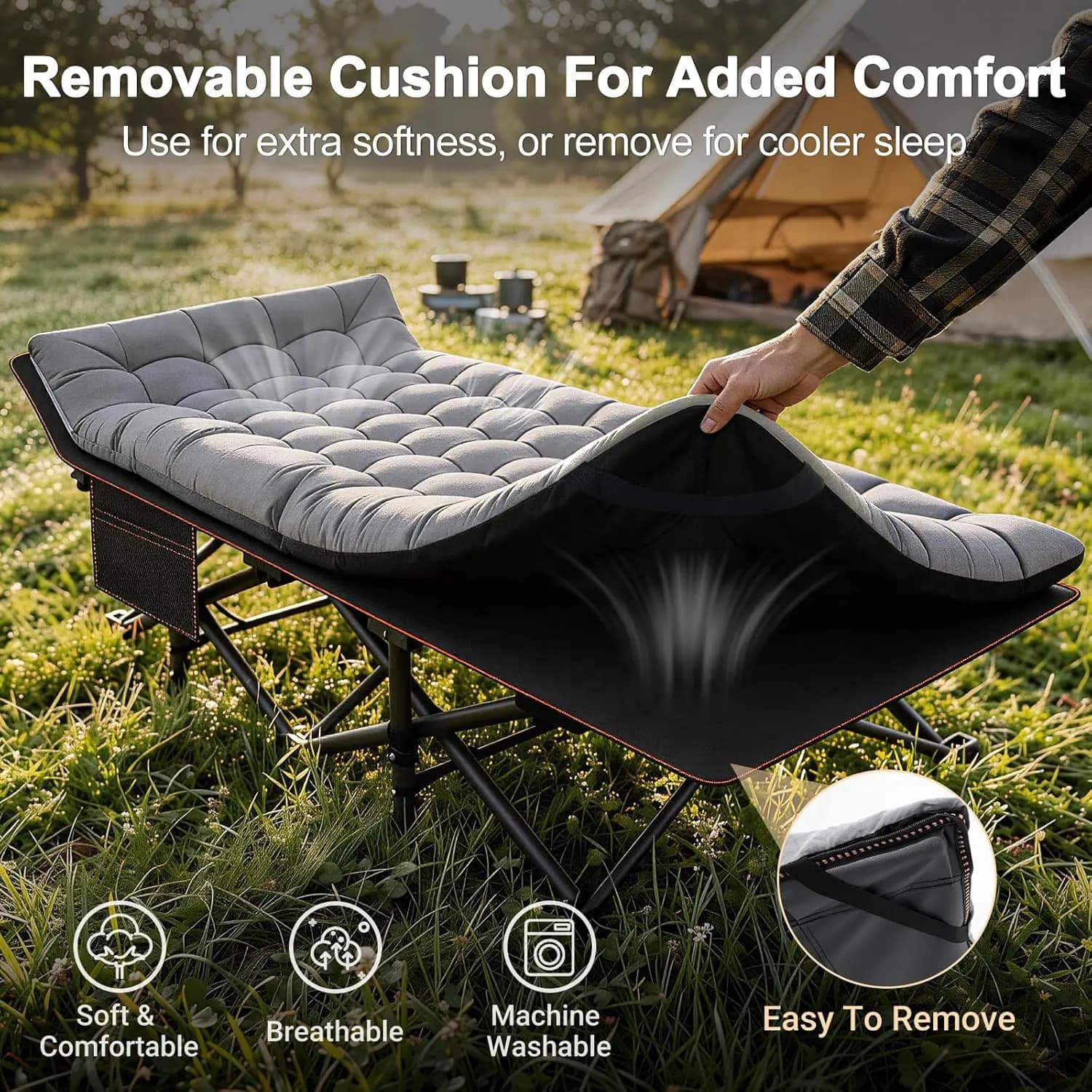 RestFold – Heavy-Duty Folding Camping Cot with Mattress