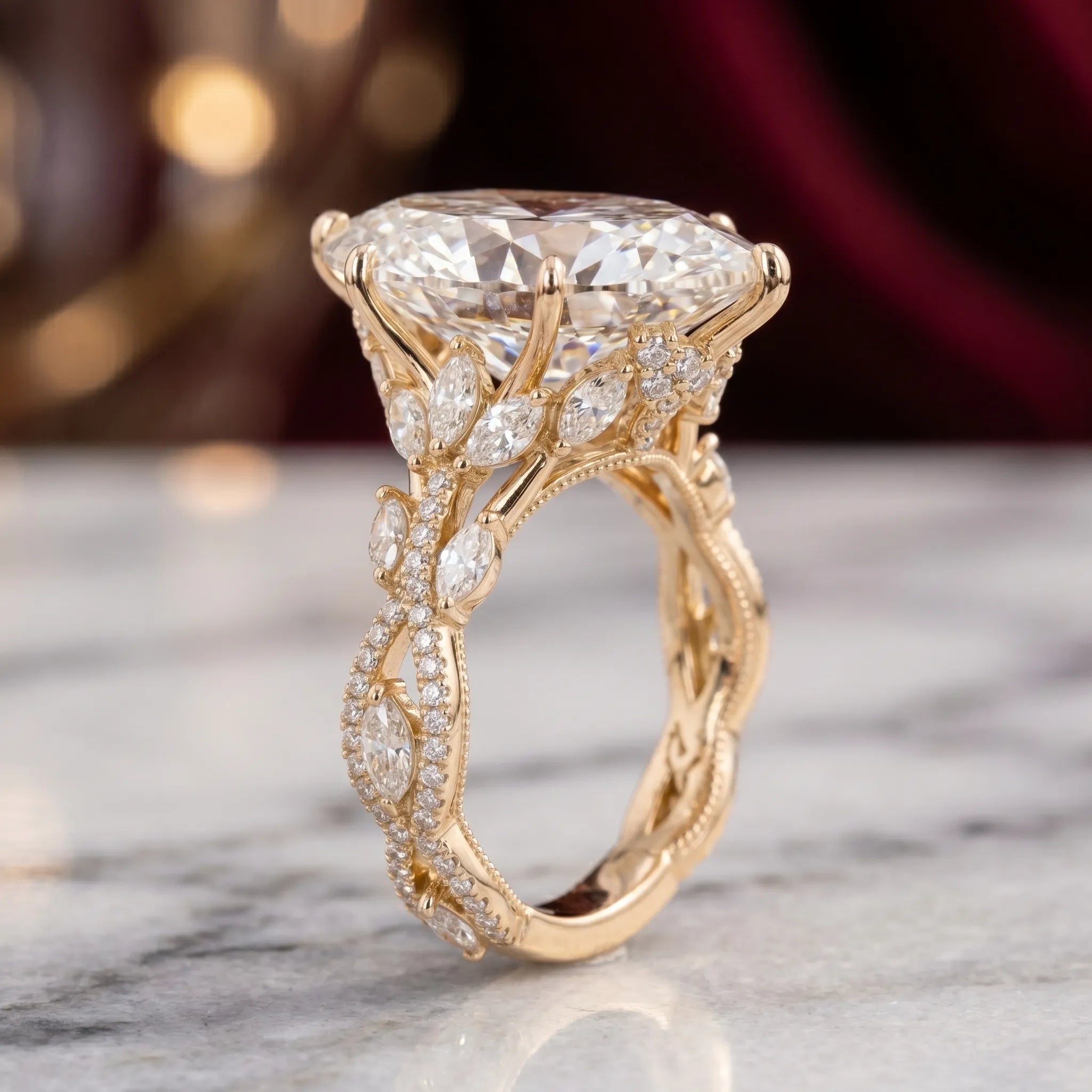 MarquiseMagic – 🔥 Vintage Marquise-Cut Vine Ring That Elongates Your Fingers