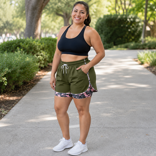 MoveEase – Women’s Double-Layer Athletic Shorts with Pockets