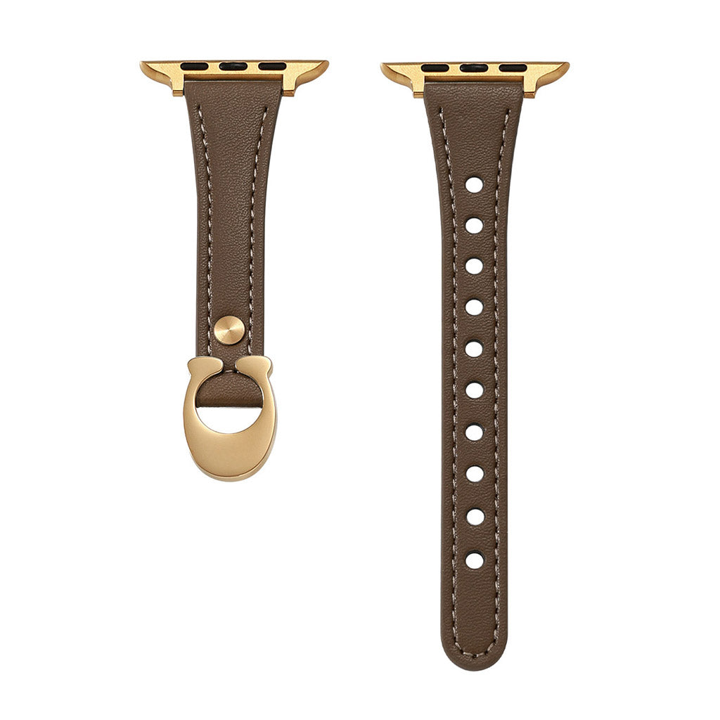 CharmCurve – Slim Genuine Leather Apple Watch Strap with Metal Charm