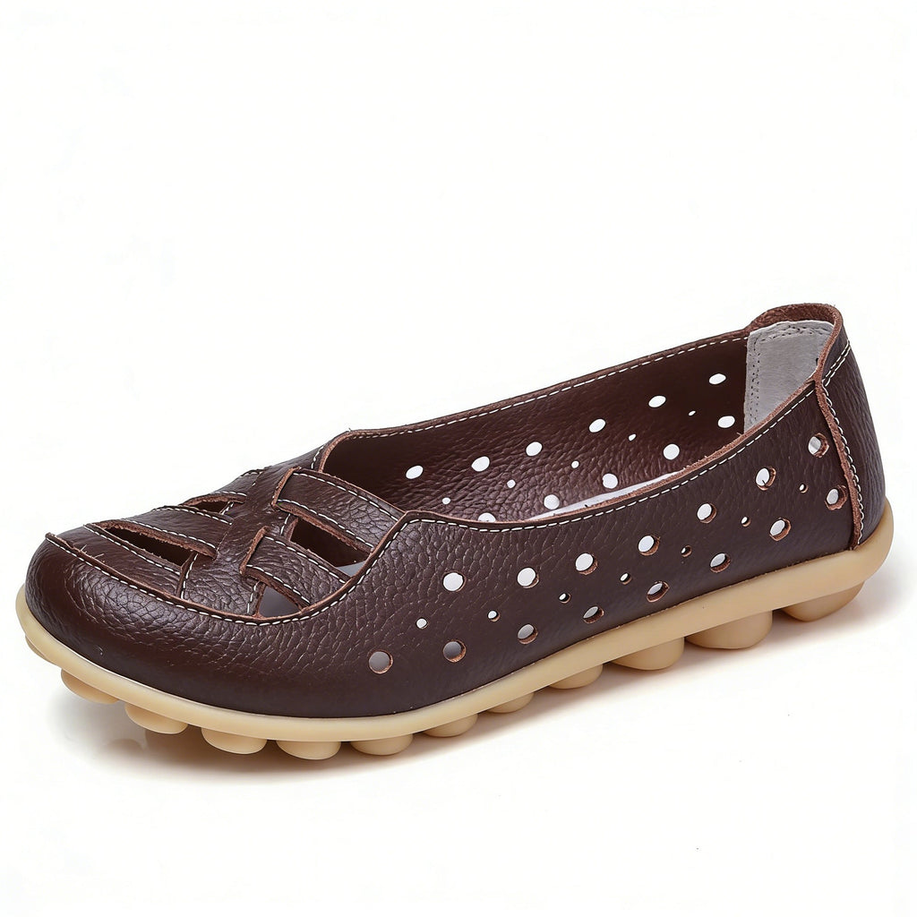 StrideEase – Women’s Leather Breathable Support Flat Shoes