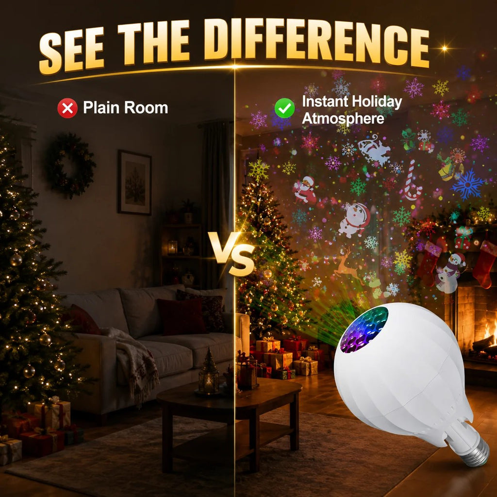 FestiveSpin – 🎄🎅💡 Rotating Christmas Projector Bulb