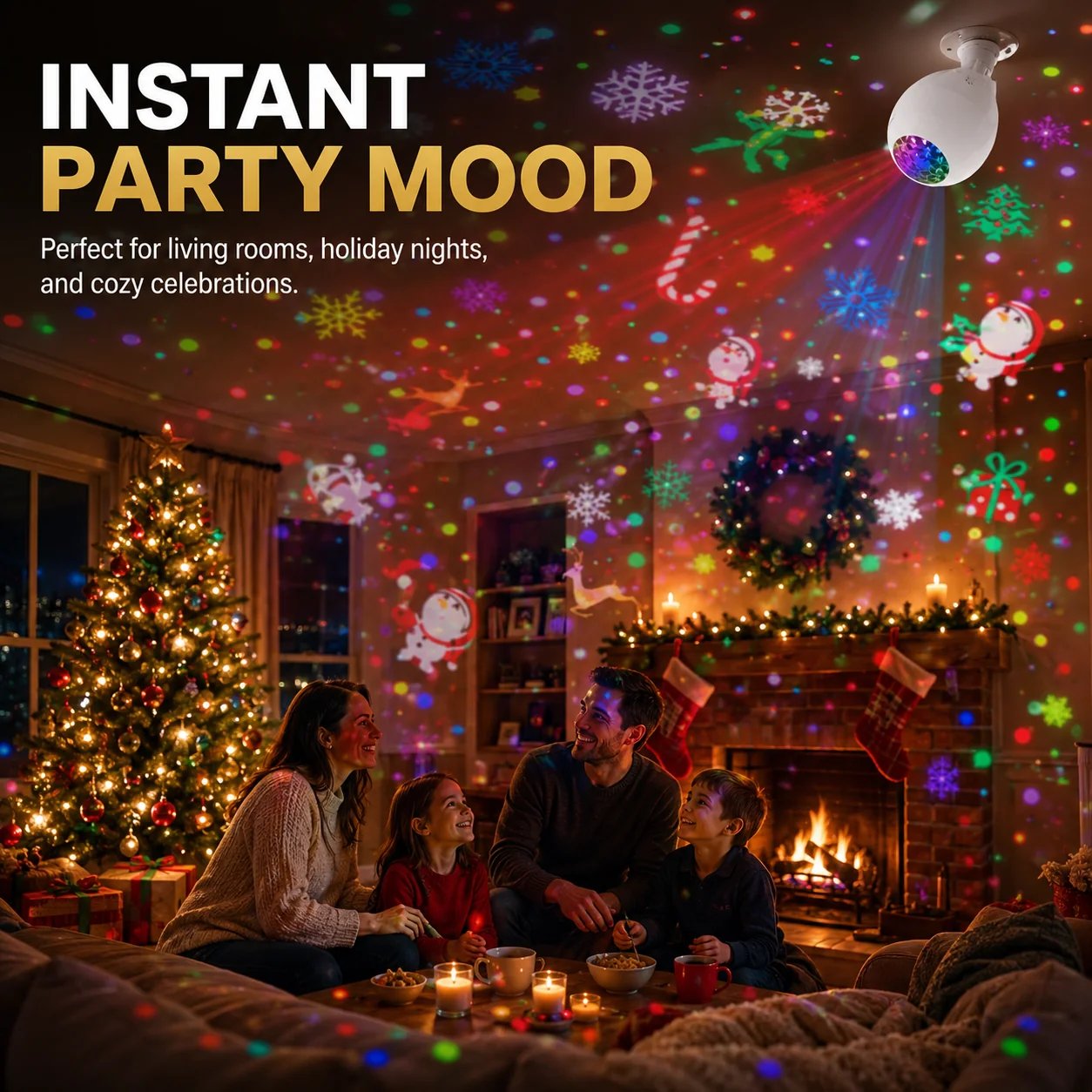 FestiveSpin – 🎄🎅💡 Rotating Christmas Projector Bulb