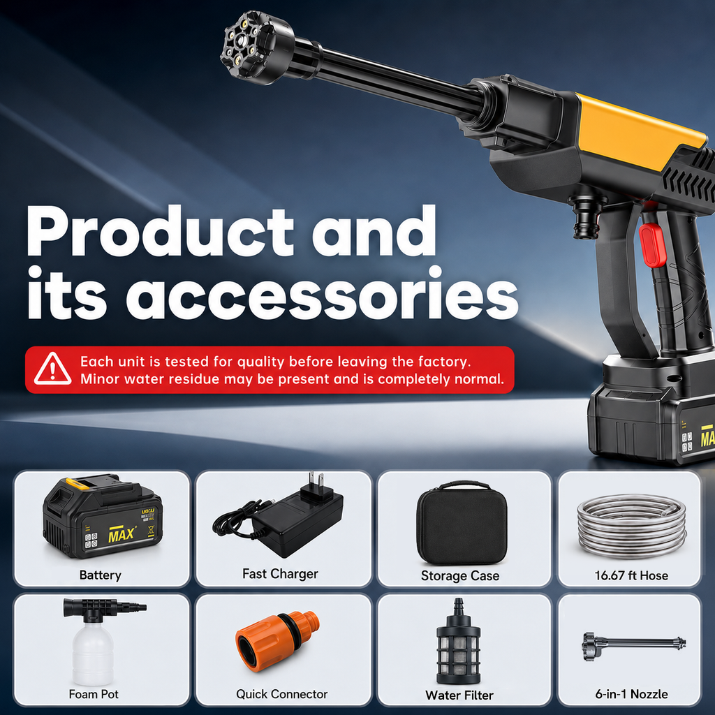 HydroDash – Cordless Pressure Washer Kit with 6-in-1 Nozzle
