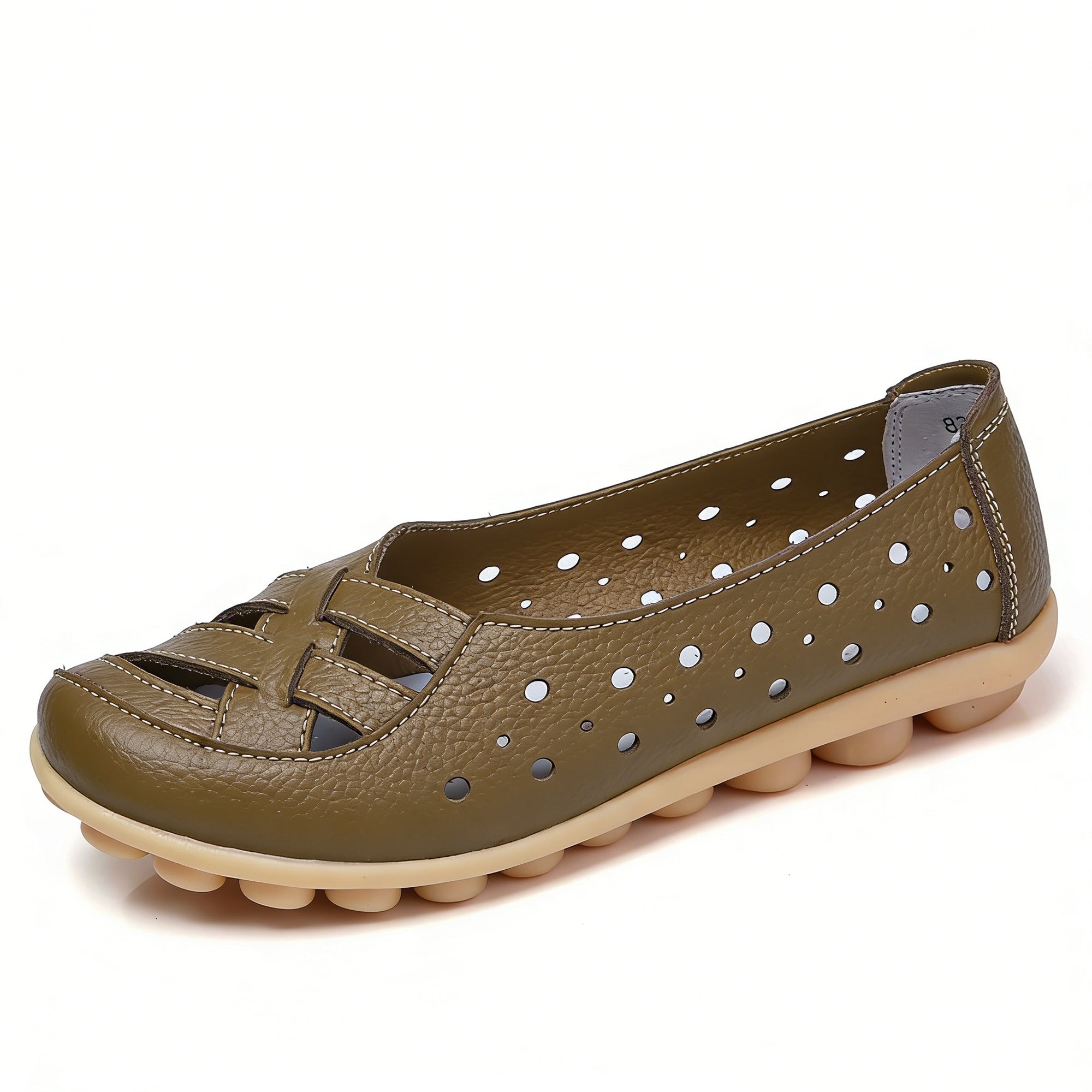 StrideEase – Women’s Leather Breathable Support Flat Shoes